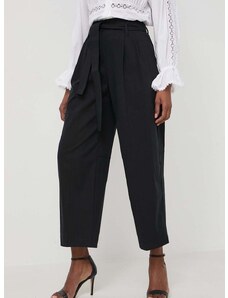 Панталон BOSS в черно с широка каройка, висока талия 50505609