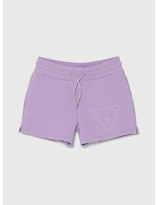 Детски къси панталони Guess в лилаво с принт с регулируема талия