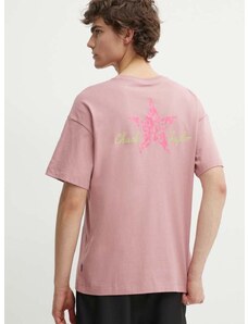 Памучна тениска Converse в розово с апликация 10025187-A02