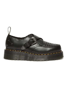 Кожени половинки обувки Dr. Martens Ramsey Quad Monk в черно с платформа DM31680001