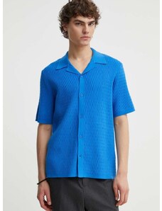Риза Samsoe Samsoe SAGABIN мъжка в синьо със стандартна кройка M24100013