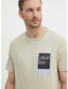 Памучна тениска Calvin Klein в бежово с принт K10K112402