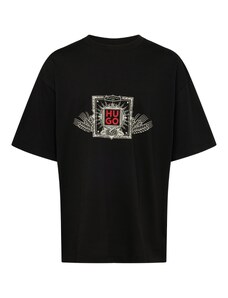 HUGO Тениска 'Deytimo' светлобежово / червено / черно