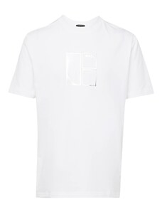 BOSS Тениска сребърно / бяло