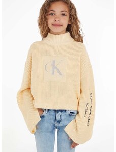 Детски пуловер Calvin Klein Jeans в бежово