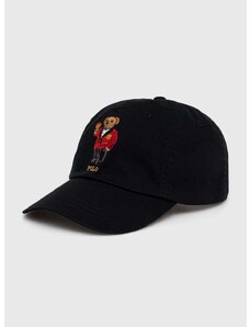 Памучна шапка с козирка Polo Ralph Lauren в черно с апликация 710926923