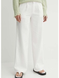 Памучен панталон Résumé AnselRS Pant в бяло със стандартна кройка, с висока талия 20611125