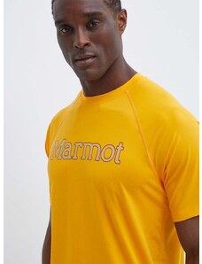 Спортна тениска Marmot Windridge Graphic в жълто с принт