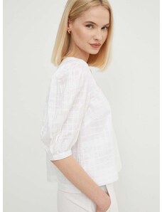 Памучна блуза Barbour Modern Heritage дамска в бяло с изчистен дизайн LSH1592