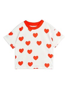 Детска памучна тениска Mini Rodini Hearts в бежово