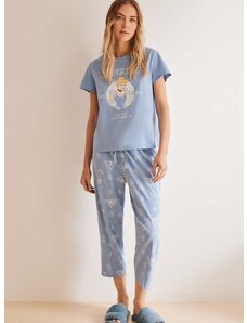 Памучна пижама women'secret SPRING TALES в синьо от памук 3137638