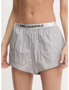 Къс панталон Karl Lagerfeld в сиво с изчистен дизайн с висока талия