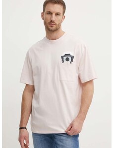 Памучна тениска Karl Lagerfeld Dour Darcel X Karl в розово с принт 542270.755099