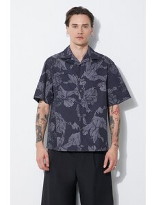 Памучна риза Neil Barrett Boxy Bold Flowers Print Short Sleeve Shirt мъжка в сиво със стандартна кройка MY60214A-Y059-763N