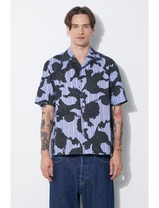 Памучна риза Neil Barrett Boxy Bold Flowers Print Short Sleeve Shirt мъжка в синьо със стандартна кройка MY60214A-Y059-765N