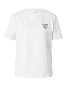 VILA Тениска 'MORA' черно / сребърно / бяло