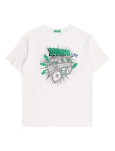 UNITED COLORS OF BENETTON Тениска сиво / зелено / черно / бяло