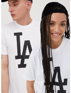 47 brand Памучна тениска 47brand Mlb Los Angeles Dodgers в бяло с принт BB012TEMIME557555WW