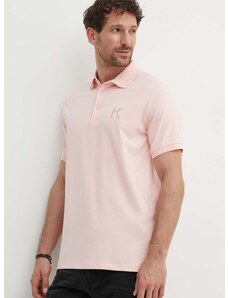 Тениска с яка Karl Lagerfeld в розово с изчистен дизайн 542221.745890