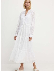 Памучна рокля Polo Ralph Lauren в бяло дълга разкроена 211935173
