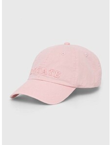 Памучна шапка с козирка Rotate в розово с апликация