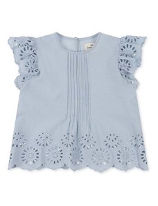 Детска памучна блуза Konges Sløjd в синьо с изчистен дизайн