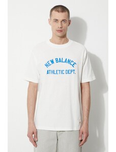 Памучна тениска New Balance в бежово с принт MT41514SST