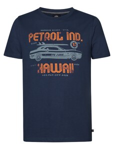 Petrol Industries Тениска синьо / сиво / оранжево