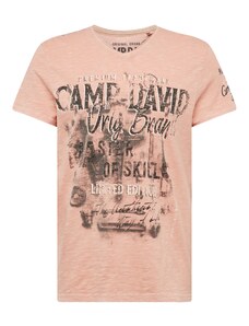 CAMP DAVID Тениска антрацитно черно / праскова / черно / бяло