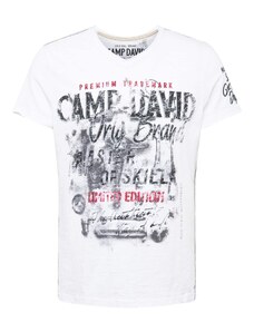 CAMP DAVID Тениска антрацитно черно / тъмночервено / черно / бяло