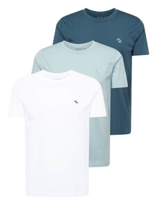 Abercrombie & Fitch Тениска циан / пастелно синьо / тъмносиньо / бяло