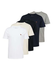 Abercrombie & Fitch Тениска светлобежово / нейви синьо / сив меланж / бяло