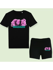 NAZAZU Памучен комплект от две части тениска и къси панталонки Bear - NZZ 7003