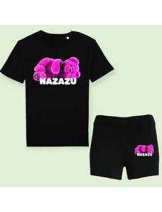 NAZAZU Памучен комплект от две части тениска и къси панталонки Bear - NZZ 7008