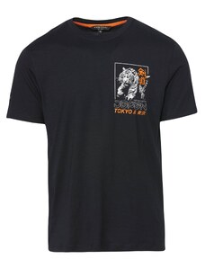 KOROSHI Тениска оранжево / черно / бяло