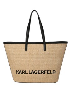 Karl Lagerfeld "Чанта тип ""Shopper""" 'K/ESSENTIAL RAFFIA' бежово / черно