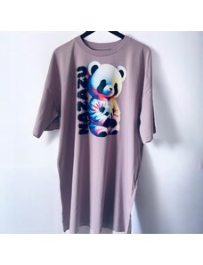 NAZAZU Дамска овърсайз рокля - тениска от органичен памук с ръчно поставени кристали Sweet Dreams - NZZ 7011