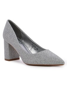 Obuvnazona Сребърни дамски обувки на ток LL313 silver