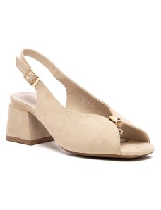 Obuvnazona Бежови дамски сандали на нисък ток LE109 beige