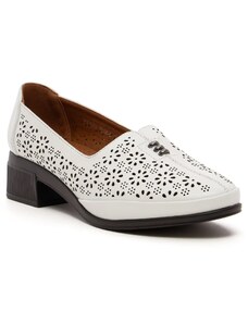 Obuvnazona Бели дамски обувки на нисък ток с перфорация P9006 white