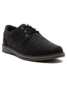 Obuvnazona Черни мъжки перфорирани обувки с връзки L5017-1