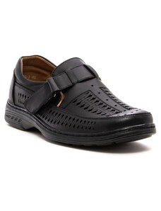 Obuvnazona Черни мъжки перфорирани обувки с залепка L5005-1