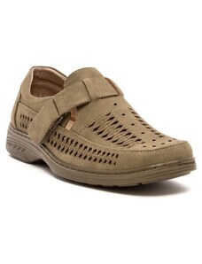 Obuvnazona Бежови мъжки перфорирани обувки с залепка L5005-2