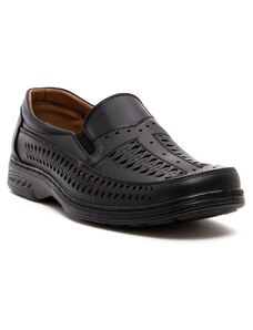 Obuvnazona Черни мъжки перфорирани обувки с ластик L5003-1