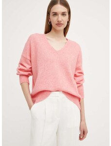 Вълнен пуловер Boss Orange дамски в розово