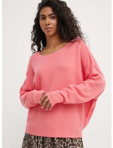 Пуловер с вълна American Vintage дамски в розово от лека материя