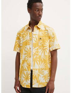 Памучна риза Quiksilver мъжка в жълто със стандартна кройка с класическа яка