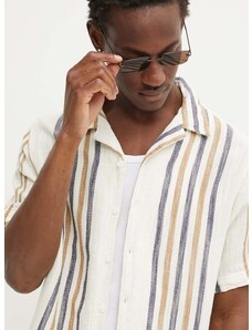 Памучна риза Solid мъжка в бежово със стандартна кройка