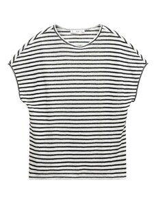 MANGO Тениска 'LINT' черно / бял меланж