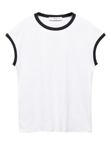 MANGO Тениска 'ROIBOS' черно / бяло
